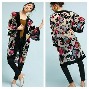 Anthropologie Peyton Kimono Velvet Burnout Floral